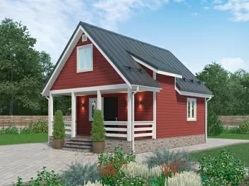 Дом Небольшой каркасный дом <span></span> "Радуга" 6 на 8