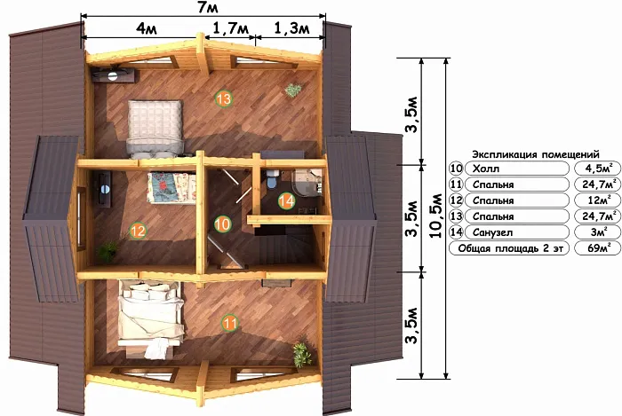 Бревенчатый 2 планировка