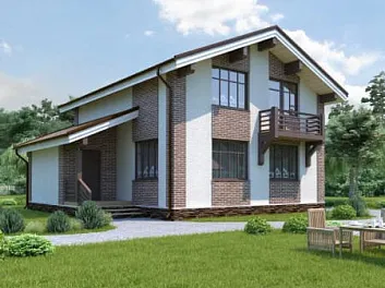 Дом Двухэтажный дом из кирпича с 2 балконами <span></span> "Феодосия" 9.9 на 11.5