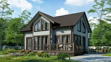 Дом Проект каркасного одноэтажного дома Вент 10.9 на 10