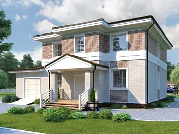 Дом Дом из кирпича в 2 этажа с гаражом  <span></span> "Коктебель" 11.7 на 14.1