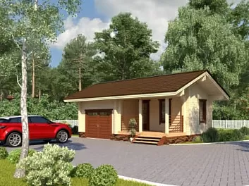 Дом Дом из бруса с крыльцом Гараж из бруса 5 на 8