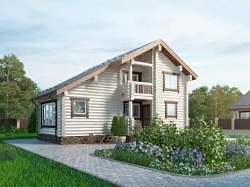 Дом Двухэтажный дом с балконом из оцб <span></span> "Альберта" 10.8 на 7