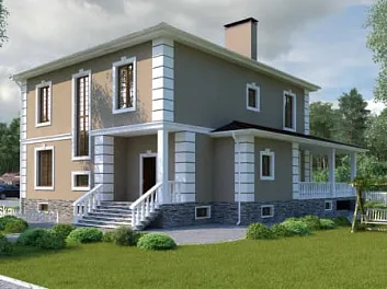 Дом Дом из кирпича двухэтажный с террасой <span></span> "КД-001" 12.5 на 16.5