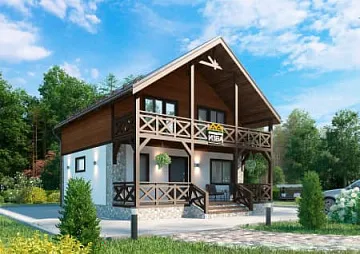 Дом Каркасный дом с верандой под ключ <span></span> "Подольск" 8 на 9