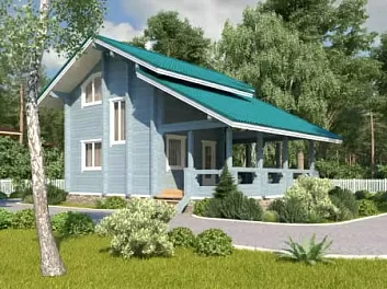 Дом Брусовый дом в полтора этажа с верандой Волна 9.5 на 6.5