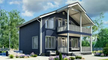 Дом Современный каркасник с балконом Борг 9 12.7 на 9