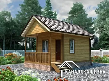 Дом Проект бани из бревна с мансардой <span></span> "Петрович 4х6" 4 на 6