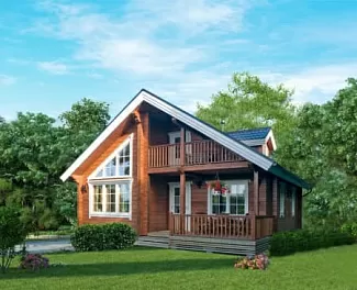 Дом Деревянный дом с планировкой <span></span> "Смоленск" 9.6 на 9.1