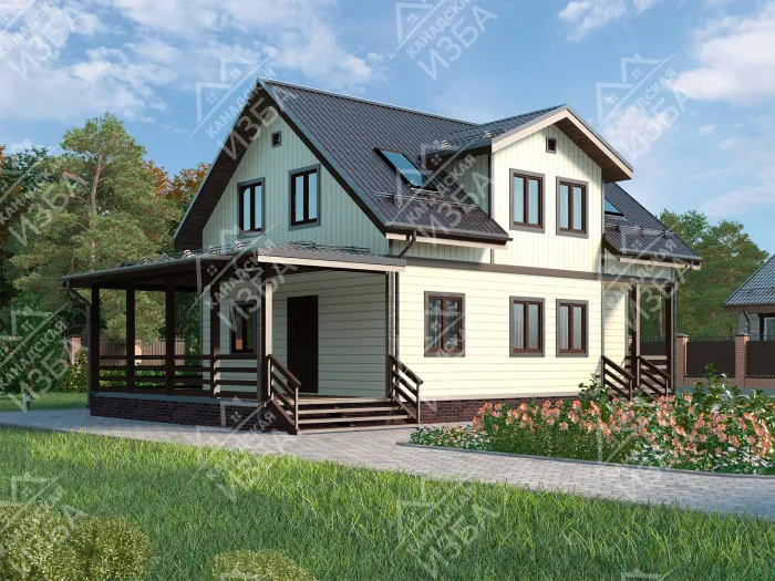 современный каркасный дом с мансардой