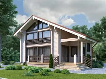 Дом Дом из клееного бруса с крыльцом и террасой <span></span> "Кедр" 14.2 на 13.3