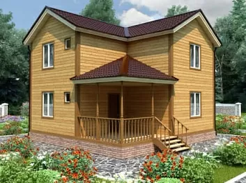 Дом Брусовый дом с мансардой и террасой Приозерный 7.5 на 8