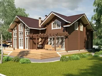 Дом Дом из сруба с террасой <span></span> "Межигорье" 17.6 на 15.6