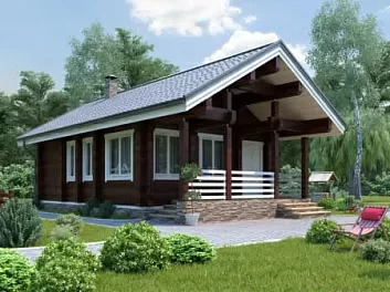 Дом Проект дома из клееного бруса с террасой <span></span> "баня Амур" 6 на 10.7