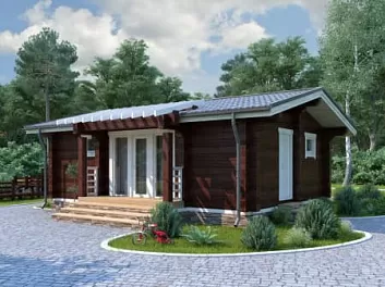 Дом 1-этажный брусовый дом с крыльцом Хамина 6.75 на 7.85