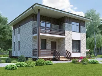 Дом Кирпичный 2-этажный дом с балконом <span></span> "Архангельск" 9.2 на 13.2