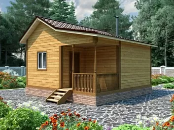 Дом Проект бани из бруса с мансардой и террасой <span></span> "Юность" 6 на 6