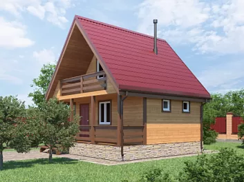 Дом Баня с мансардой под ключ <span></span> "Царская" 6 на 6