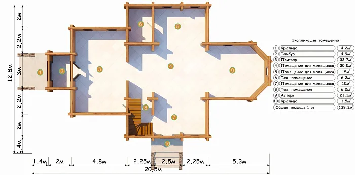 Проект церкви ЦЕРКОВЬ 4 планировка