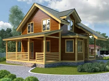 Дом Дачный дом с мансардой <span></span> "Тепик" 10 на 11.9