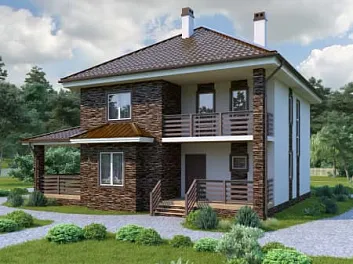 Дом Дом из кирпича в 2 этажа с балконом и террасой <span></span> "Валенсия" 13 на 11.6